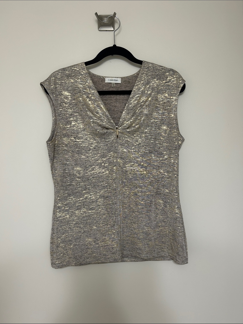 Calvin Klein Gold Shimmer Sleeveless Top | Calvin Klein Top | Metallic